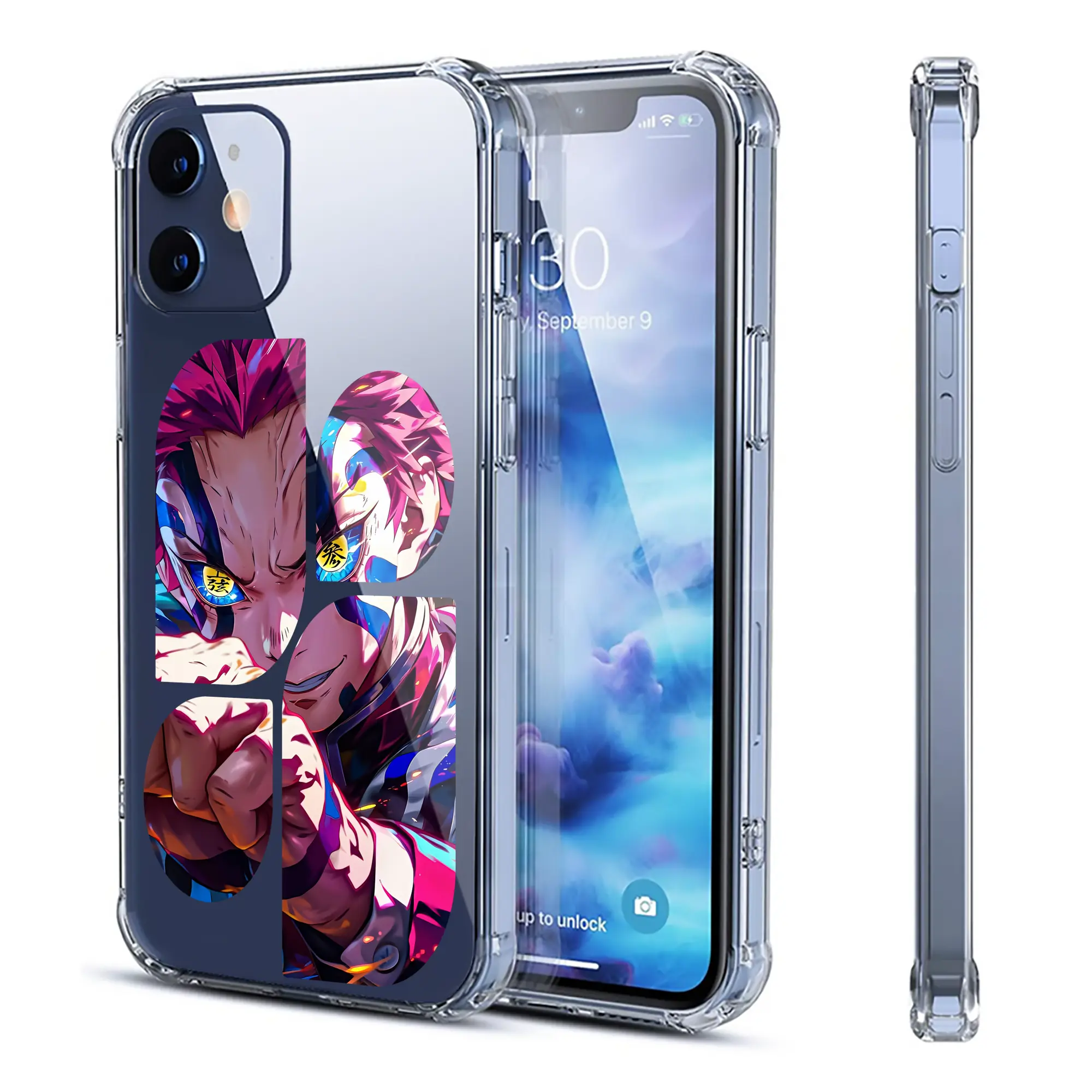 鬼滅の刃 グッズ,猗窩座 - IPhone 12シリーズ対応 ・ 透明スマホケース ・ クリアソフトケース ・ TPU素材 ・ 耐衝撃 ・ 高密着 ・ 防汚 防指紋 ・ 簡単着脱